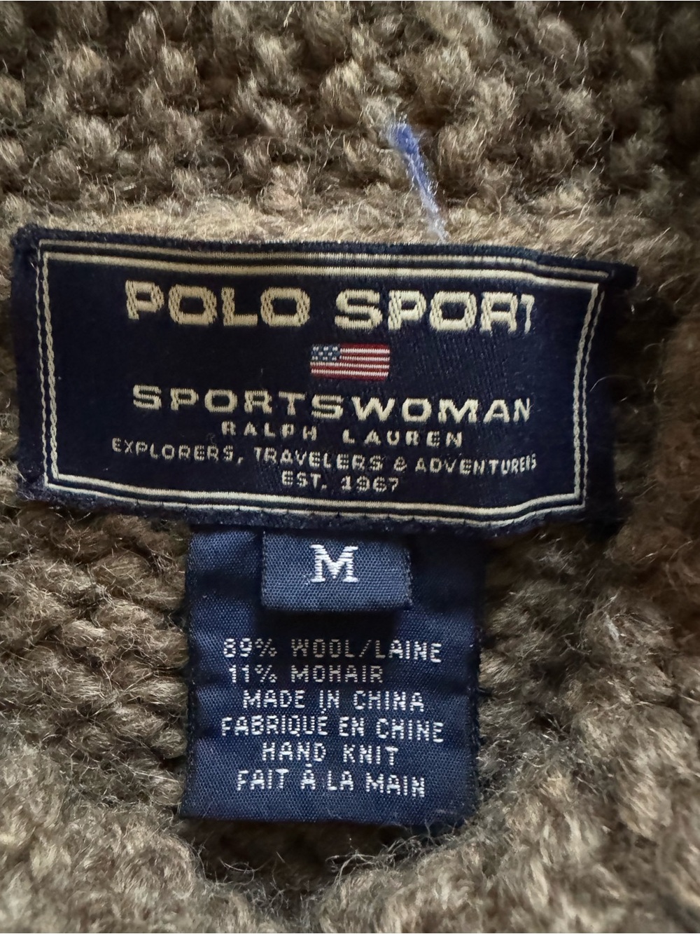 Vintage and Rare Ralph Lauren Shawl Collar Knit Cardigan Jacket - Gray & Cream - Picture 13 of 14